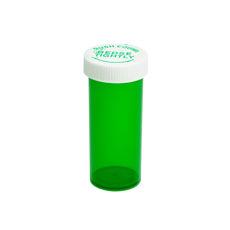 Green Push-N-Turn ScriptPro Compatible Vials 16 Dram-270 Vials/Case