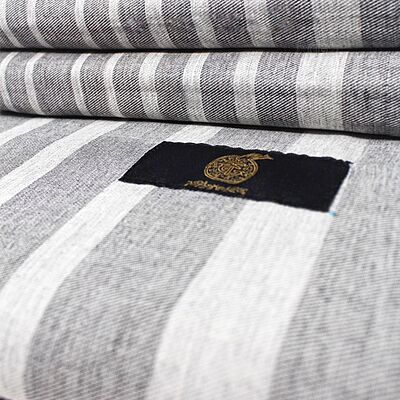 Dark Grey Bedding Set with Light Grey Stripes - Queen