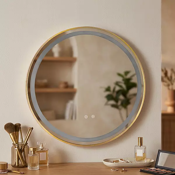 Gold frame with LED flat mirror (31.5*31.5 INCH)