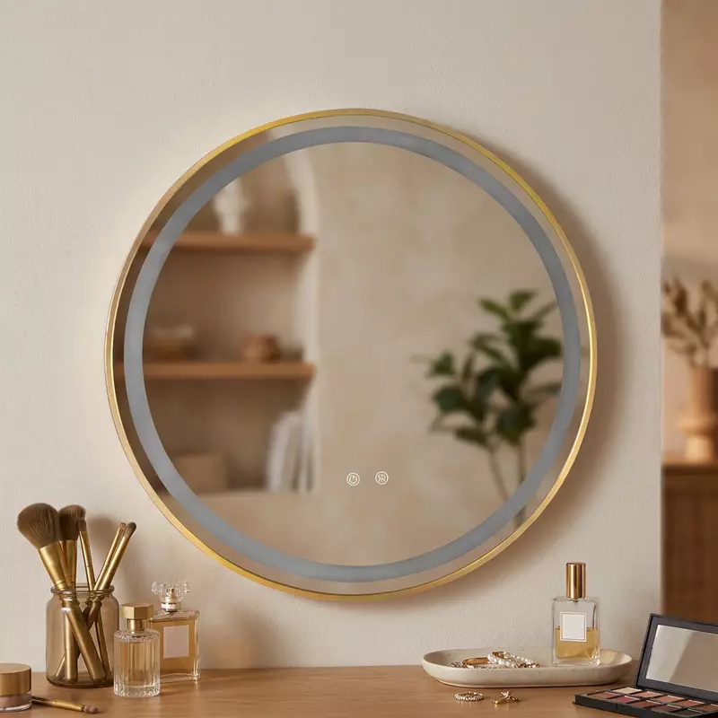 Gold frame with LED flat mirror (31.5*31.5 INCH)