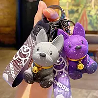 Cute French Bulldog Keychain with Bell – Cartoon Dog Bag & Car Charm