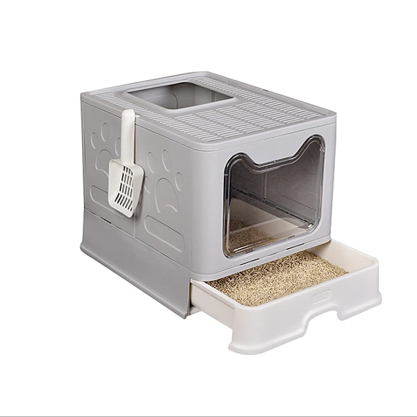 Premium Enclosed Cat Litter Box with Pull-Out Drawer & Top Entry