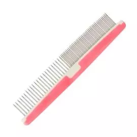 Stainless Steel Pet Grooming Comb Dual Tooth for Cats and Dogs-Pink