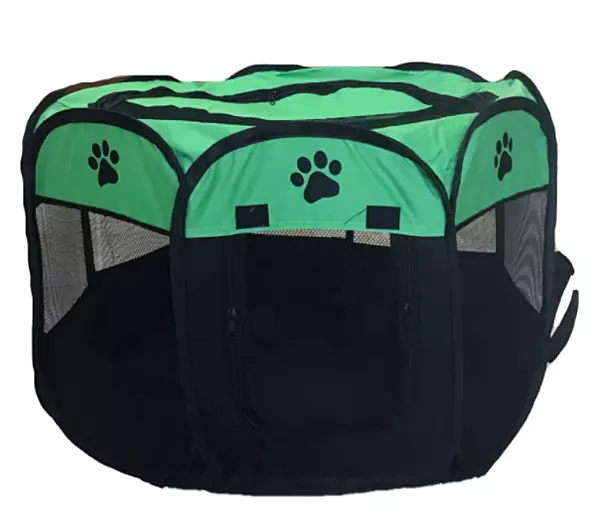 Portable Foldable Pet Playpen – Indoor & Outdoor Exercise Tent (Green)