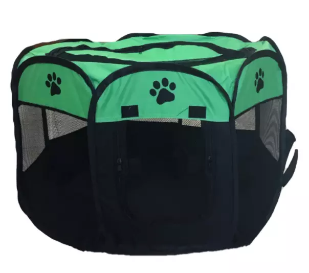 Portable Foldable Pet Playpen – Indoor & Outdoor Exercise Tent (Green)