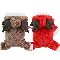 Christmas Reindeer Fleece Dog Hoodie – Warm Winter Pet Costume with Antlers