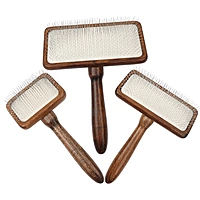 Professional Slicker Pin Brush – Wooden Handle Pet Grooming Tool