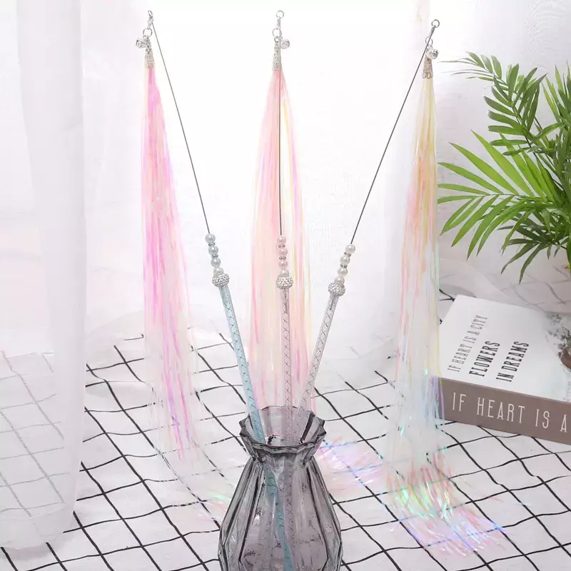 Interactive Cat Teaser Wand with Long Tassel & Bell – Feather Play Stick Toy