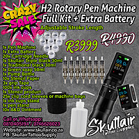 H2 Adjustable Stroke Length Wireless Tattoo Pen Full Kit H2 Adjustable Stroke Length Wireless Tattoo Pen Full Kit