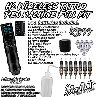 H2 Adjustable Stroke Length Wireless Tattoo Pen Full Kit H2 Adjustable Stroke Length Wireless Tattoo Pen Full Kit