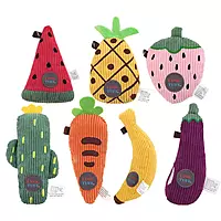 Plush Fruit & Vegetable Dog Toy – Soft Squeaky Chew Toy