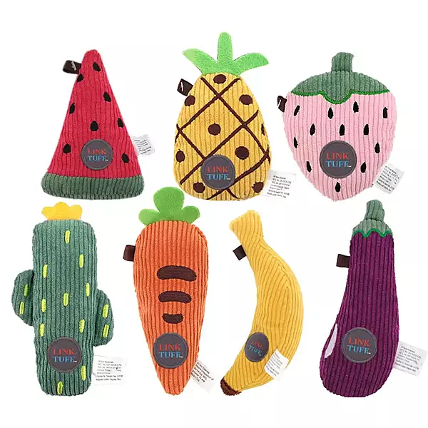 Plush Fruit & Vegetable Dog Toy – Soft Squeaky Chew Toy