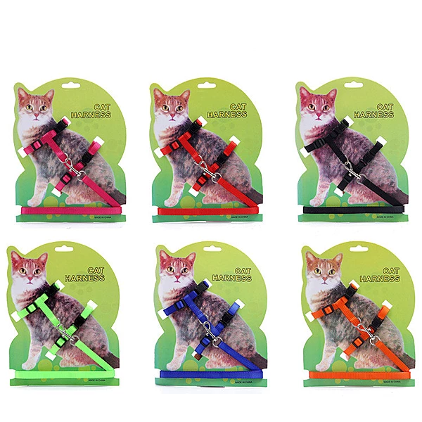 Plain Adjustable Cat Harness & Leash Set – Lightweight Walking Strap