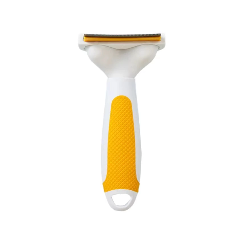 Pet Grooming Deshedding Brush with Ergonomic Grip - Yellow