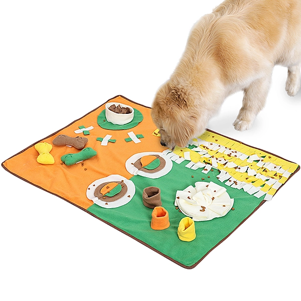 Interactive Dog Snuffle Mat – Orange & Green Rocker Velvet