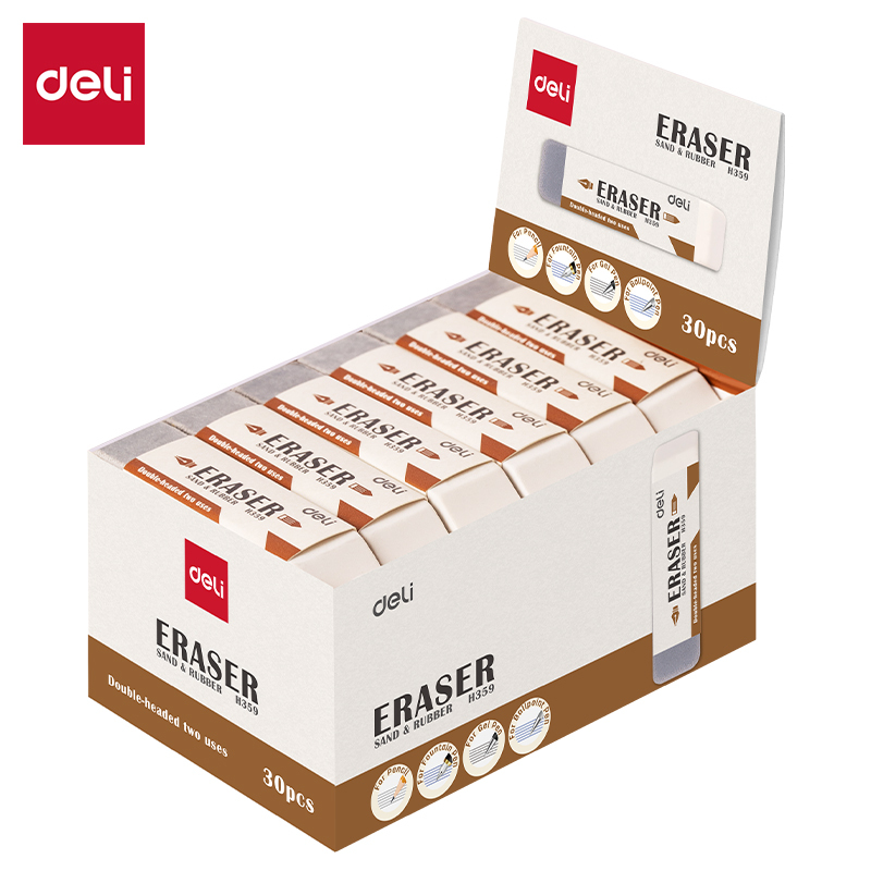 DELI H359 GREY/WHITE DOUBLE-HEADED ERASER