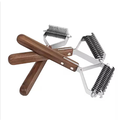 Professional Pet Dematting Rake – Double Roller Knot Remover Comb