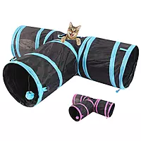 Interactive 3 Way Crinkle Collapsible Cat Tunne Indoor.