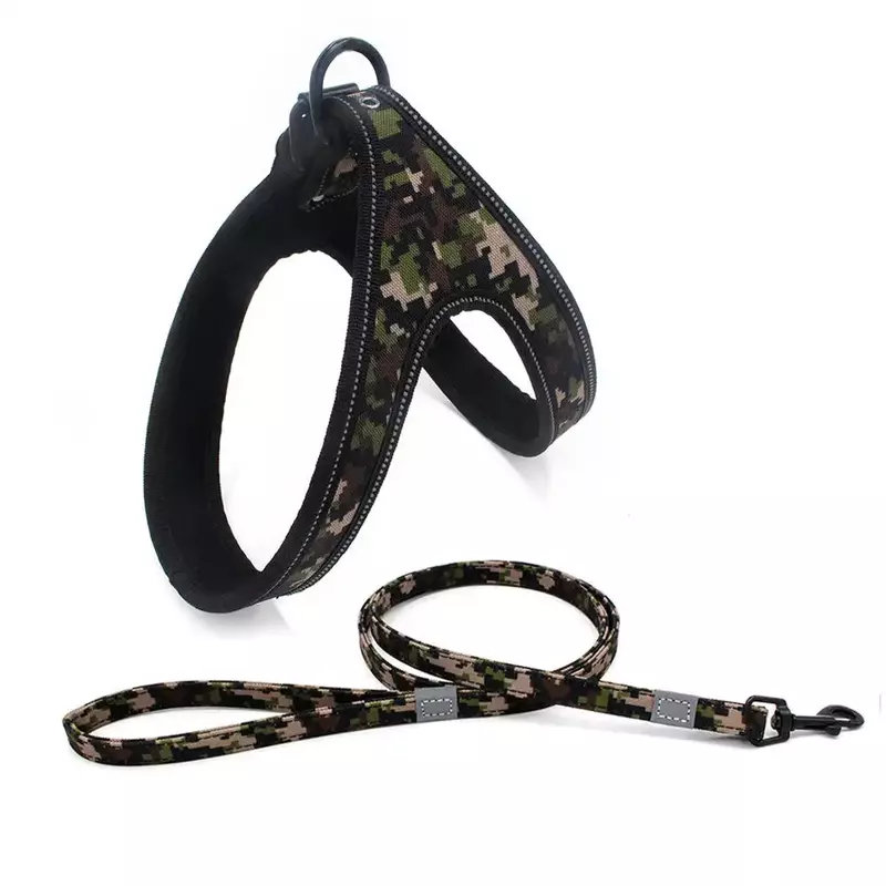 Camo Dog Harness & Leash Set – Padded No-Pull Vest