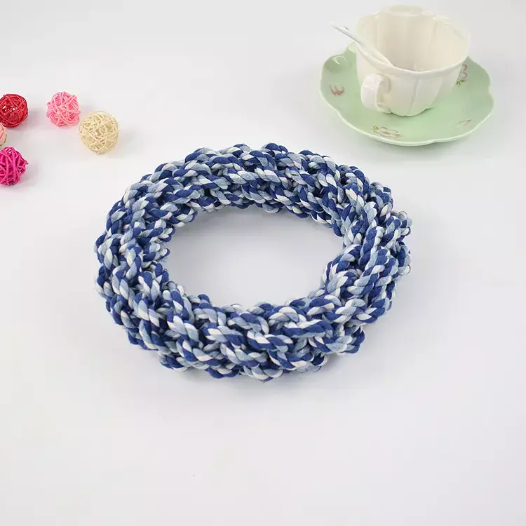 Handmade Doughnuts Cotton Teeth Cleaning Bite Rope Ring Pet Dog Toy