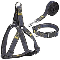 Denim Adjustable Dog Harness & Leash Set – Lightweight Secure Walking Vest