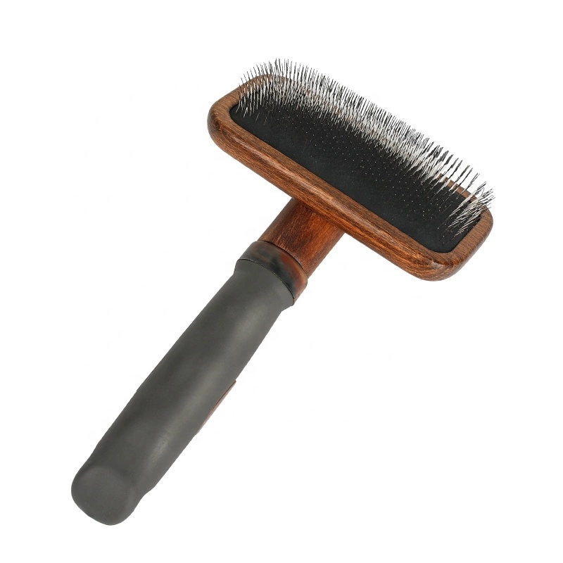 Professional Slicker Pet Brush – Wooden Head with Stainless Steel Pins