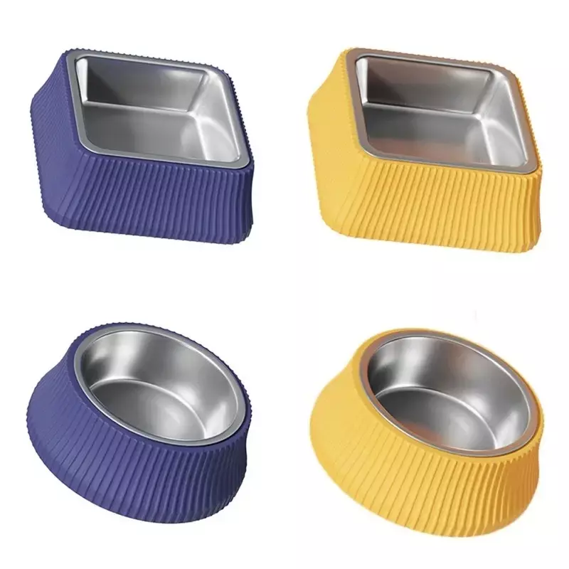 Single Square Round Stainless Steel Pet Bowl