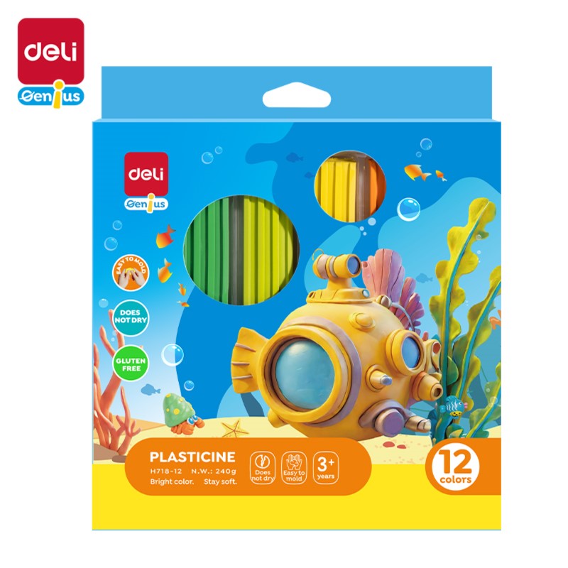 DELI GENIUS H718-12 PLASTICINE 240G 12 COLORS