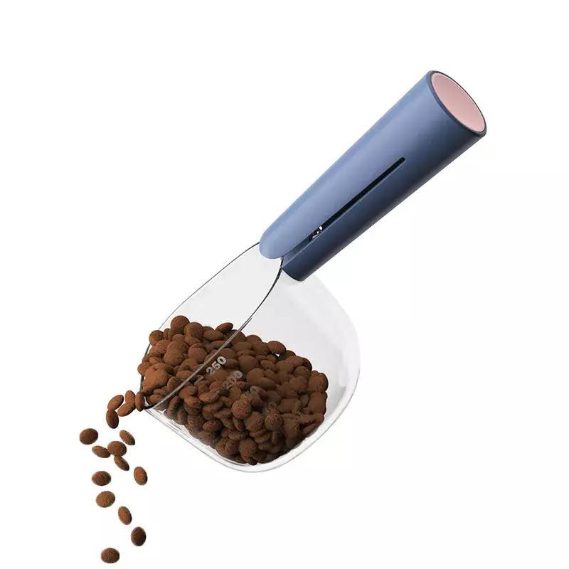 Pet Food Measuring Scoop with Transparent Cup Portion Control Shovel for Dry Food - Scale