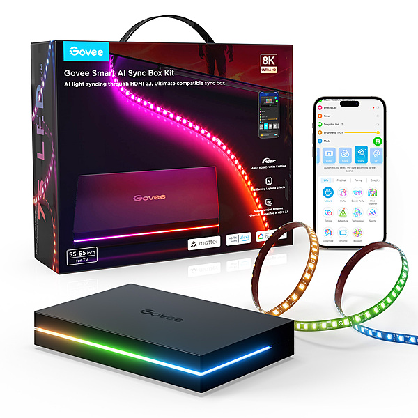 Govee AI Gaming Sync Box 2 - HDMI 2.1 RGBWIC Kit With 8K & V.R.R. Support