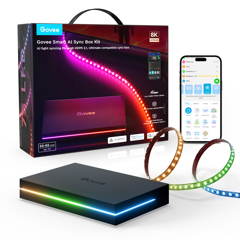 Govee AI Gaming Sync Box 2 - HDMI 2.1 RGBWIC Kit With 8K & V.R.R. Support