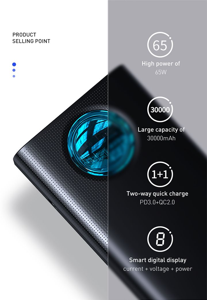 BASEUS AMBLIGHT 65W Quick Charge Power Bank 30000mAh