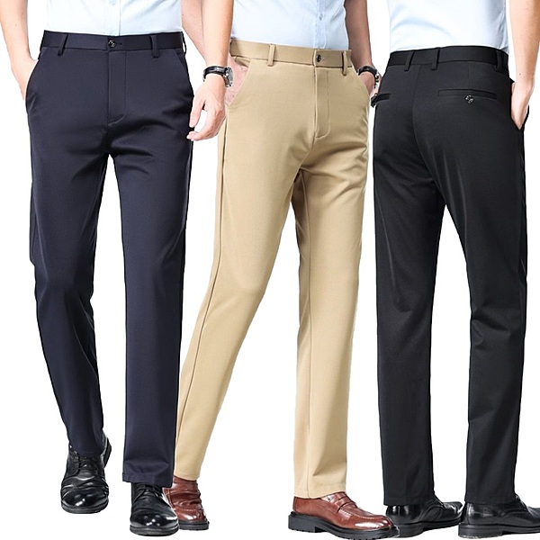 Men's High Quality Stretch Slim Straight Solid Color Casual Pants