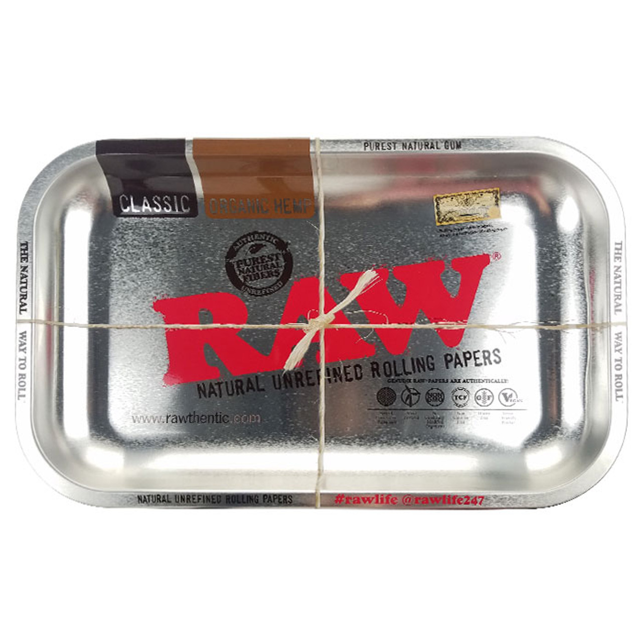 RAW® - Rolling Tray Metal Silver 11" x 7" - Small RAW® - Rolling Tray Metal Silver 11" x 7" - Small