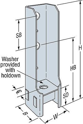 Simpson Strong-Tie Wood Conn - Holdown & Tension Ties - Bolted Holdown HDB Simpson Strong-Tie Wood Conn - Holdown & Tension Ties - Bolted Holdown HDB