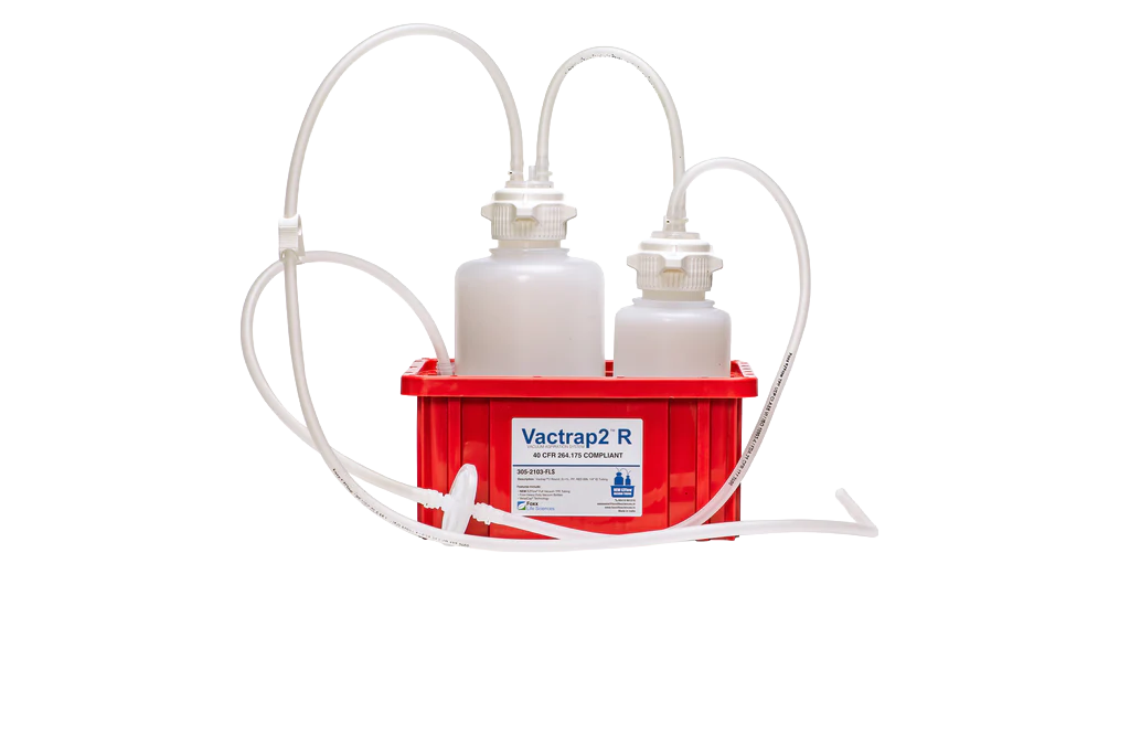 Vactrap™2 Round, 2 L + 1 L PP Red Bin 1/4" ID Tubing 1/EA