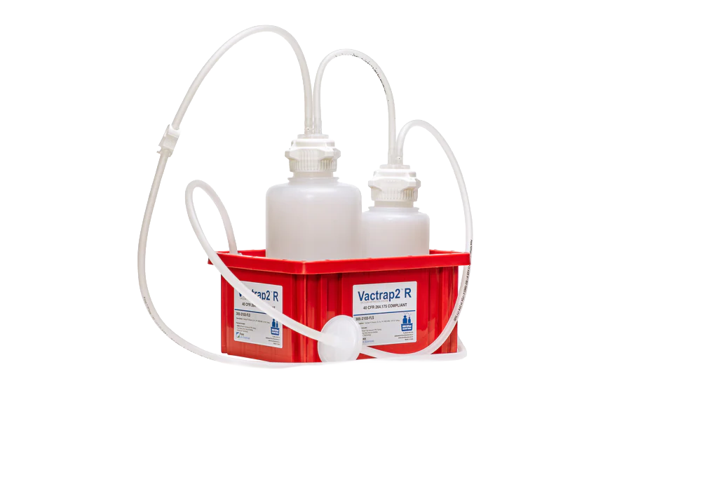 Vactrap™2 Round, 2 L + 1 L PP Red Bin 1/4" ID Tubing 1/EA