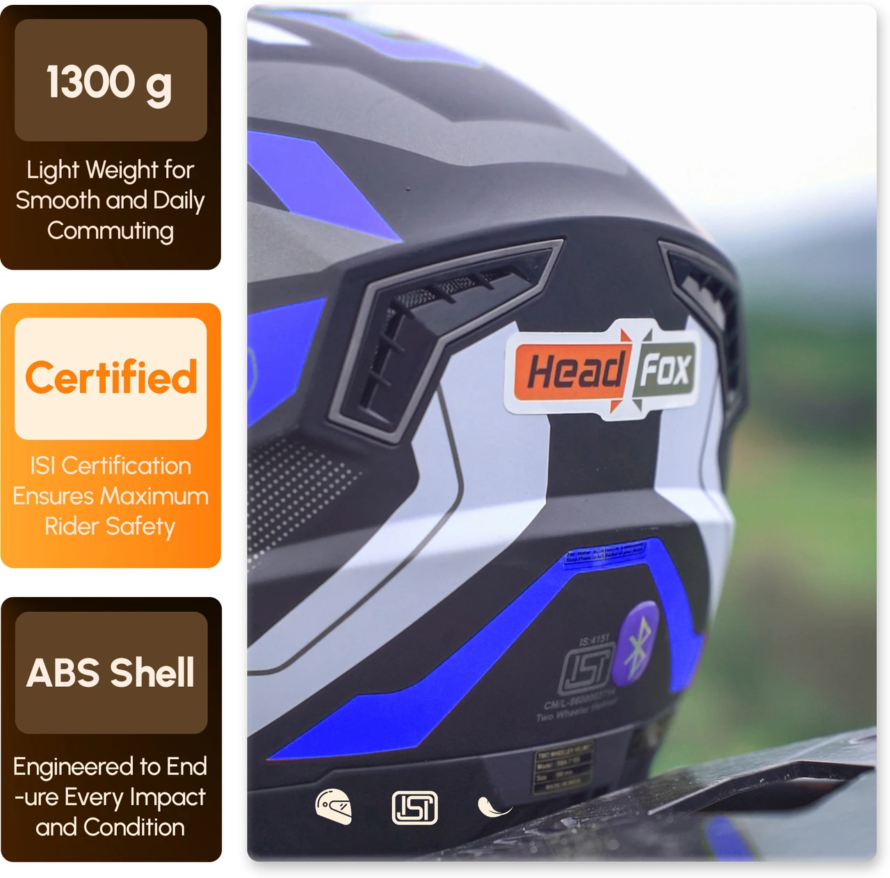 HEADFOX SBA-7 BT ISS METRO GLOSSY BLACK/BLUE C/V 580 MM HEADFOX SBA-7 BT ISS METRO GLOSSY BLACK/BLUE C/V 580 MM