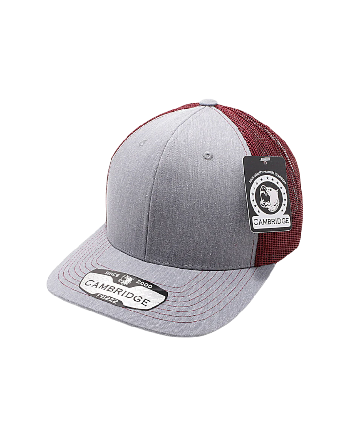 Pit Bull Cambridge PB222 Trucker Hat Heather Grey/Burgundy