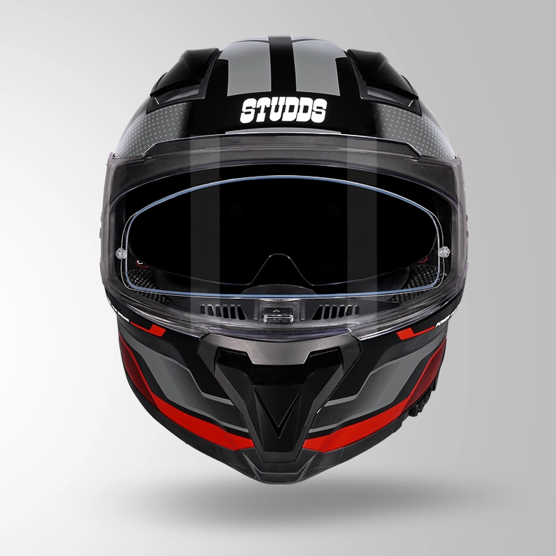 STUDDS HELIOS D1 ASPHALT MATT BLACK/GREY N2 RED C/V (XL)