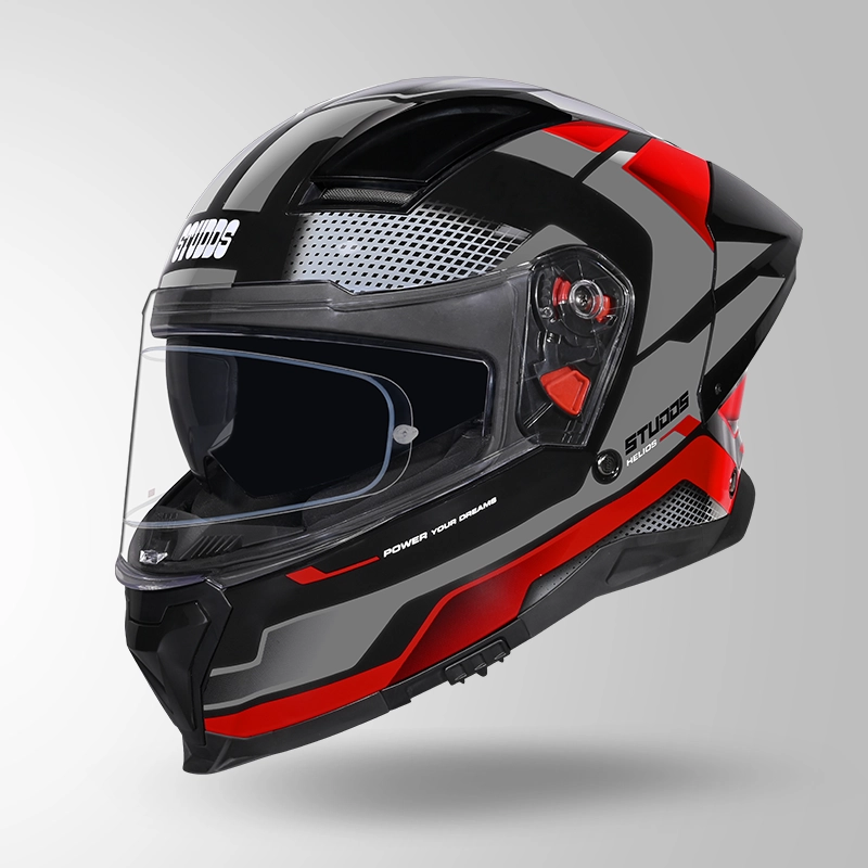 STUDDS HELIOS D1 ASPHALT MATT BLACK/GREY N2 RED C/V (XL)