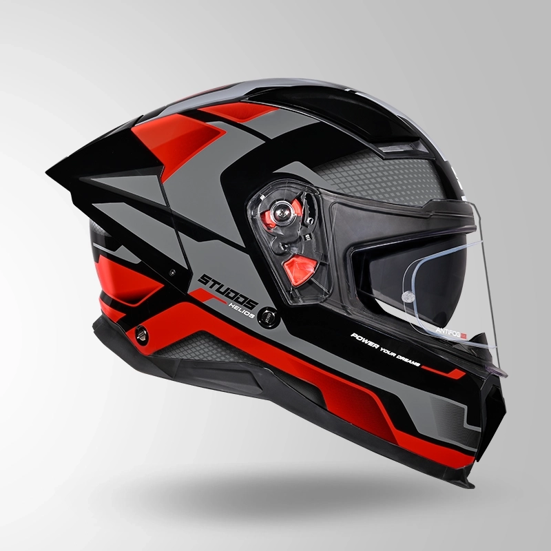 STUDDS HELIOS D1 ASPHALT MATT BLACK/GREY N2 RED C/V (XL)