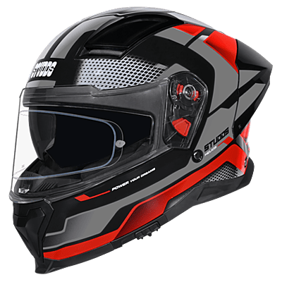 STUDDS HELIOS D1 ASPHALT MATT BLACK/GREY N2 RED C/V (XL)