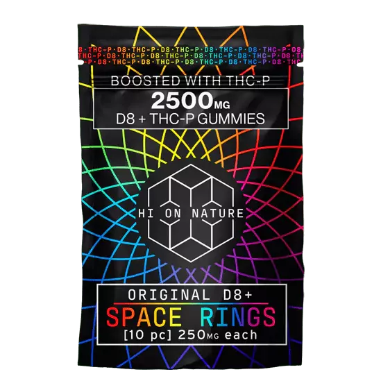 HI ON NATURE ORIGINAL D8+THC-P SPACE RINGS 2500MG 10PC