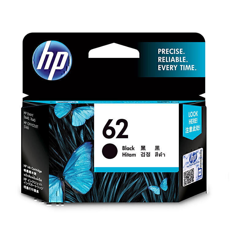 HP #62 Black Original Ink Cartridges C2P04AA