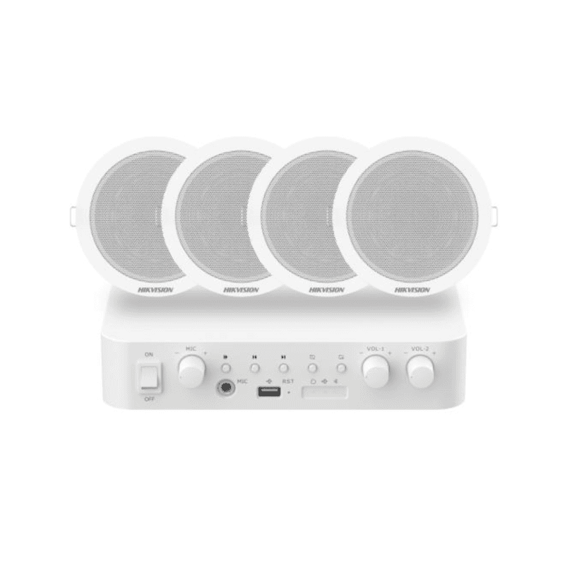 HIKVISION Analog Audio Kit with 60W Analog Amplifier and 4* 6W Ceiling Speakers
