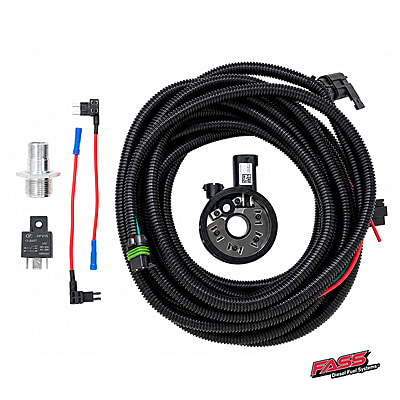 FASS HK1002 heater disk kit showing wiring harness, relay, adapter and electrical leads FASS HK1002 heater disk kit showing wiring harness, relay, adapter and electrical leads