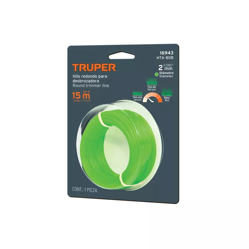 Tarjeta con 15 m de hilo redondo 2 mm para desbrozadora - HTA-80B / 16943