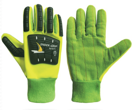 Green corded double palm, hi-visibility back A2. Impact 1