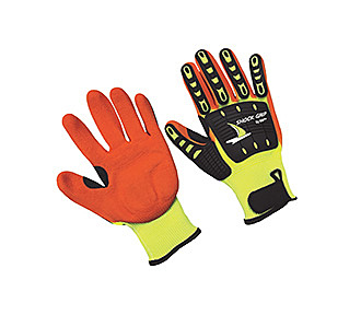 Impact glove, cut resistant, hi-vis nitrile palm
